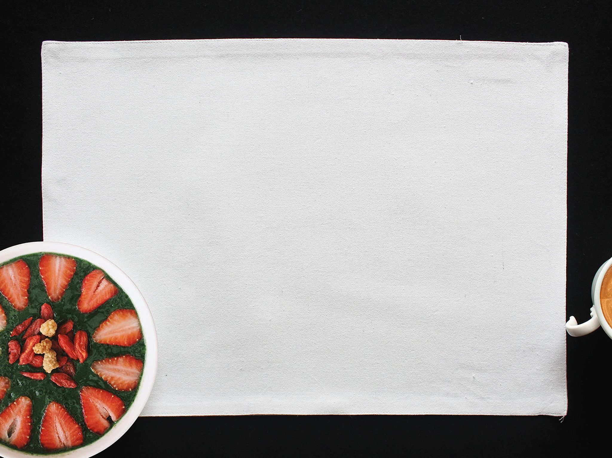 Airwill, Cotton Plain Pattern Dining Table Placemats, 33x48cms (White) - Pack of 4 pcs