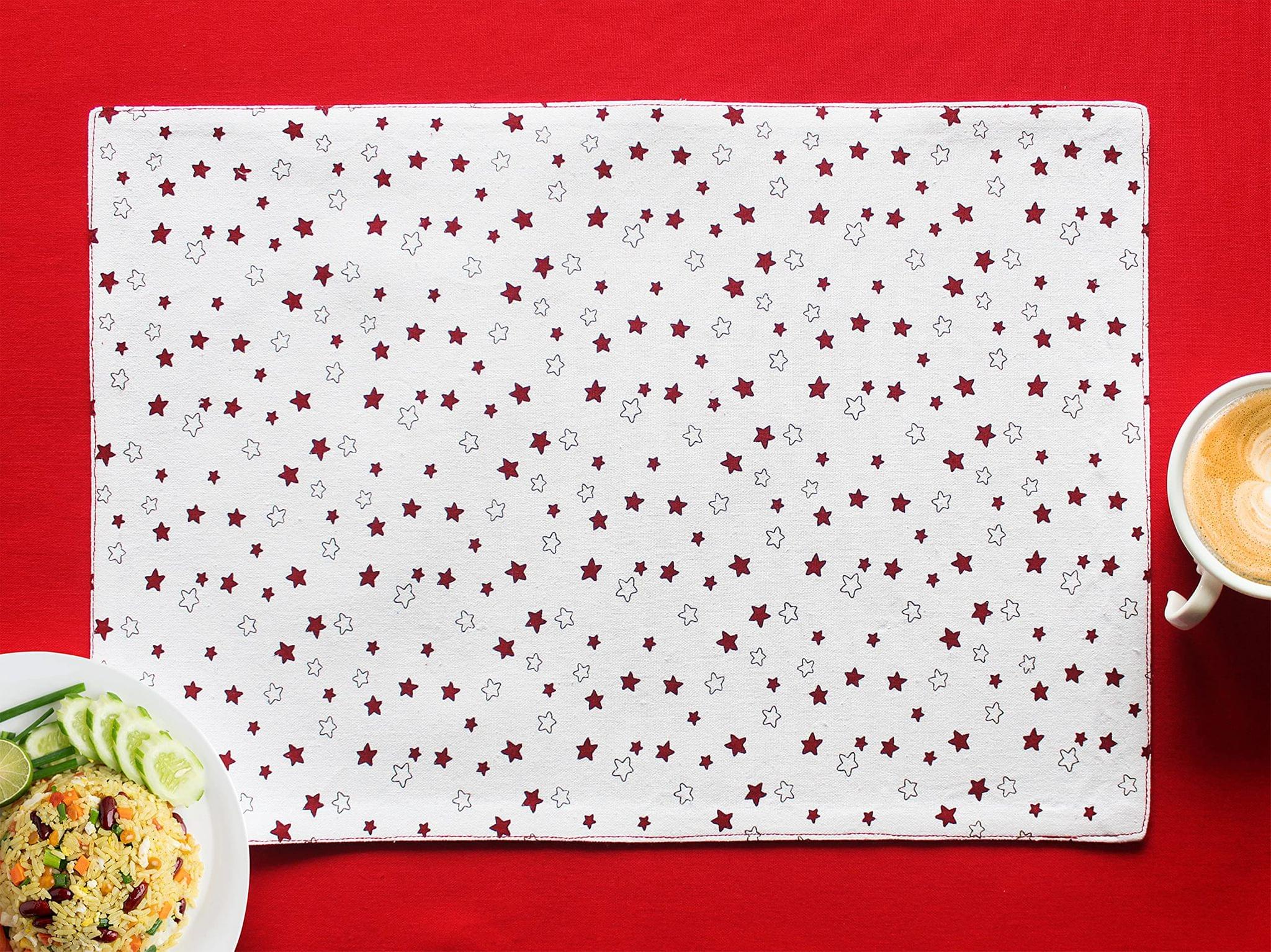 Airwill, Cotton Printed Pattern Dining Table Placemats, 33x48cms (Maroon) - Pack of 4 pcs