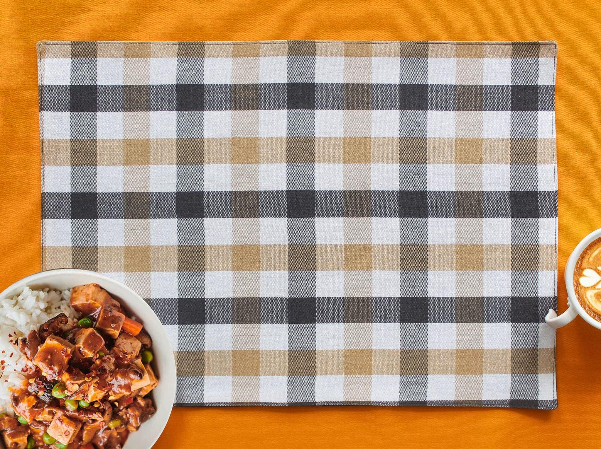 Airwill, Cotton Checkered Pattern Dining Table Placemats, 33x48cms (Grey) - Pack of 4 pcs