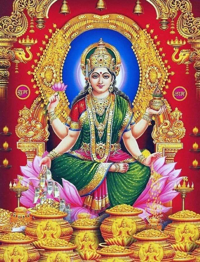 APM Goddess LAXMI JI Wall Vinyl Sticker Fully Waterproof Siize 12X18 inches