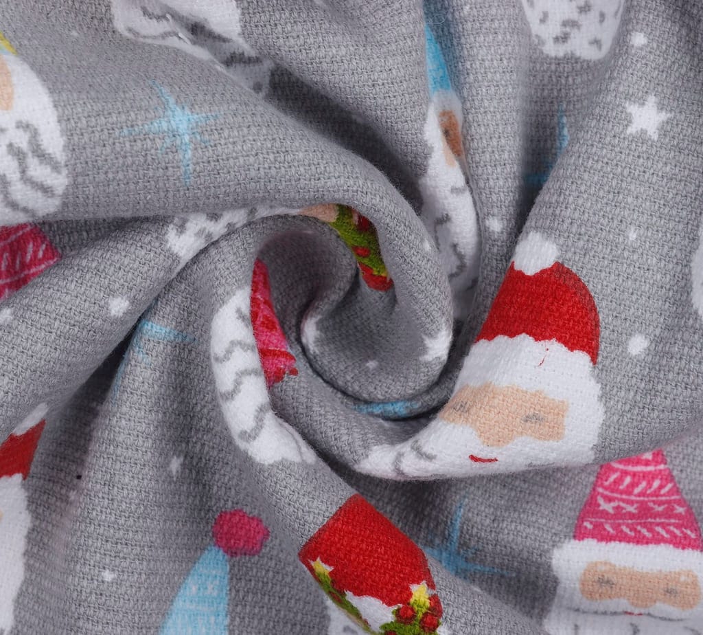 AIRWILL, 100% Cotton Designer Printed with One Side Terry Weaved Woven Wash Basin Towels, Hanging Typed - Design, Santa Claus with Snow Star Theme - Pack of 2 pcs