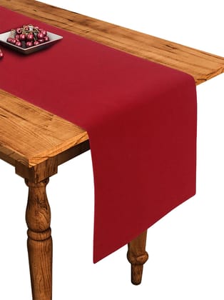 Airwill Cotton Plain Cherry Red Designed Solid Pattern Table Runner Length 152cm (Red, Pack of 1)