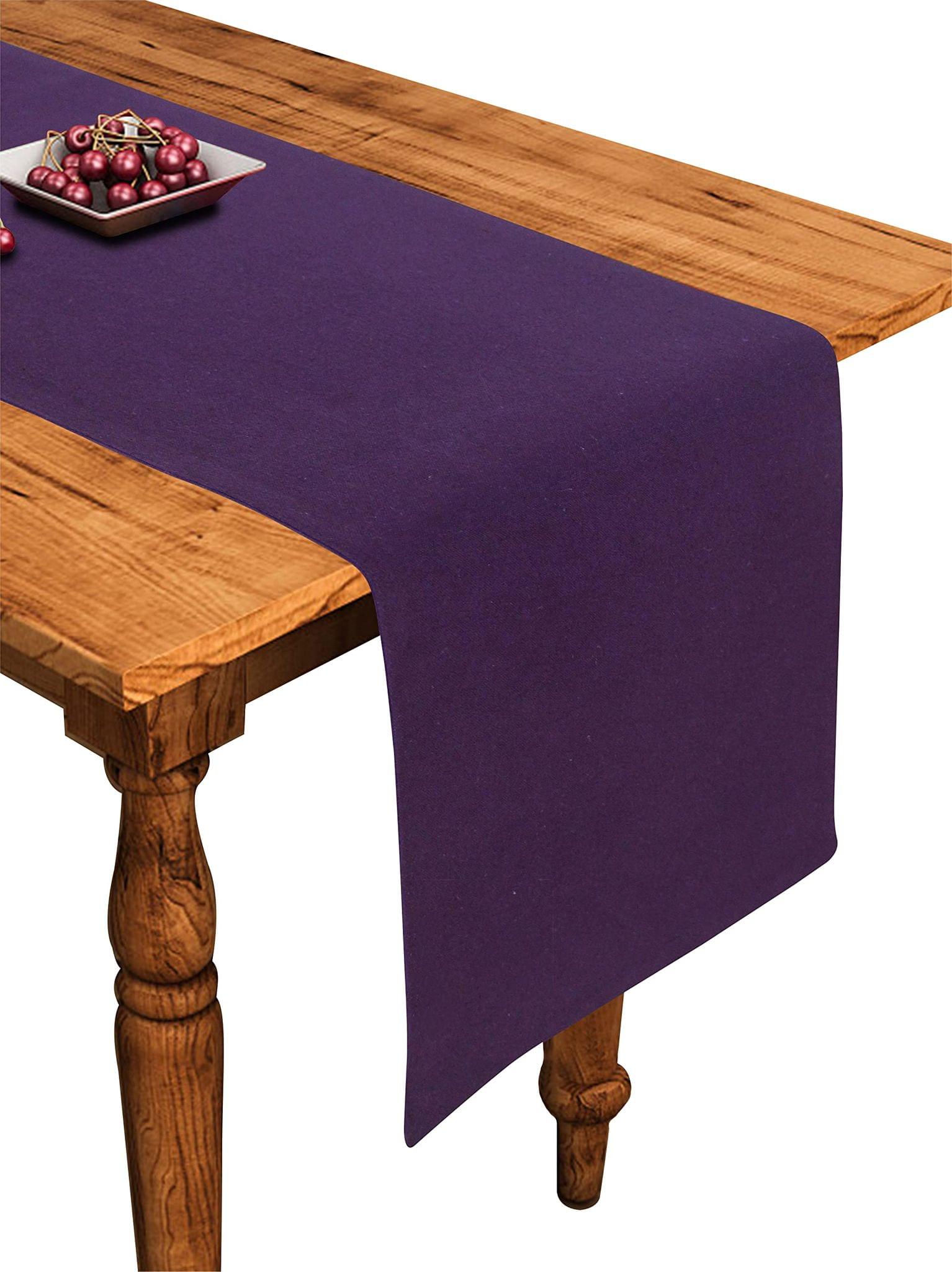Airwill Cotton Plain Purple Designed Solid Pattern Table Runner Length 152cm (Violet, Pack of 1)