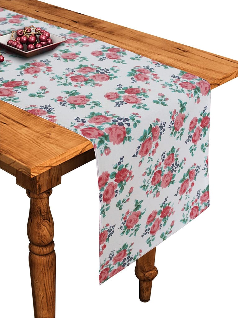 Airwill Cotton Small Pink Rose Designed Floral Pattern Table Runner Length 152cm (Pink, Pack of 1) - Flowers | Buy online on ZillyBuy