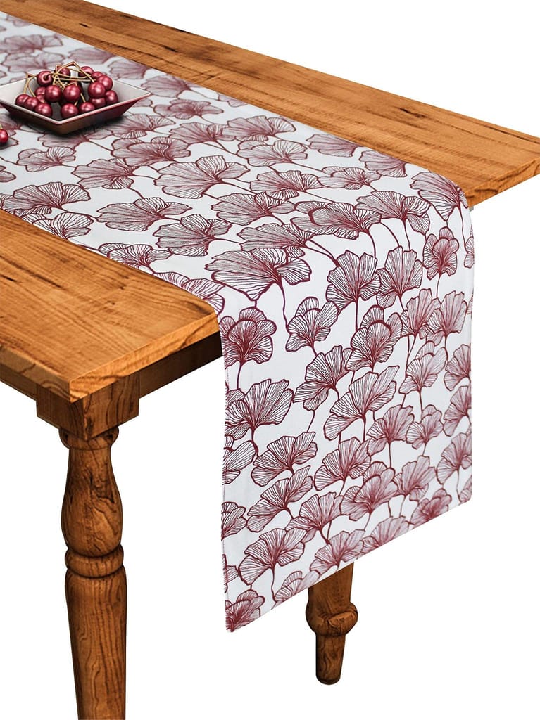 Airwill Cotton Single Leaf Maroon Designed Floral Pattern Table Runner Length 152cm (Maroon, Pack of 1) - Flowers | Buy online on ZillyBuy