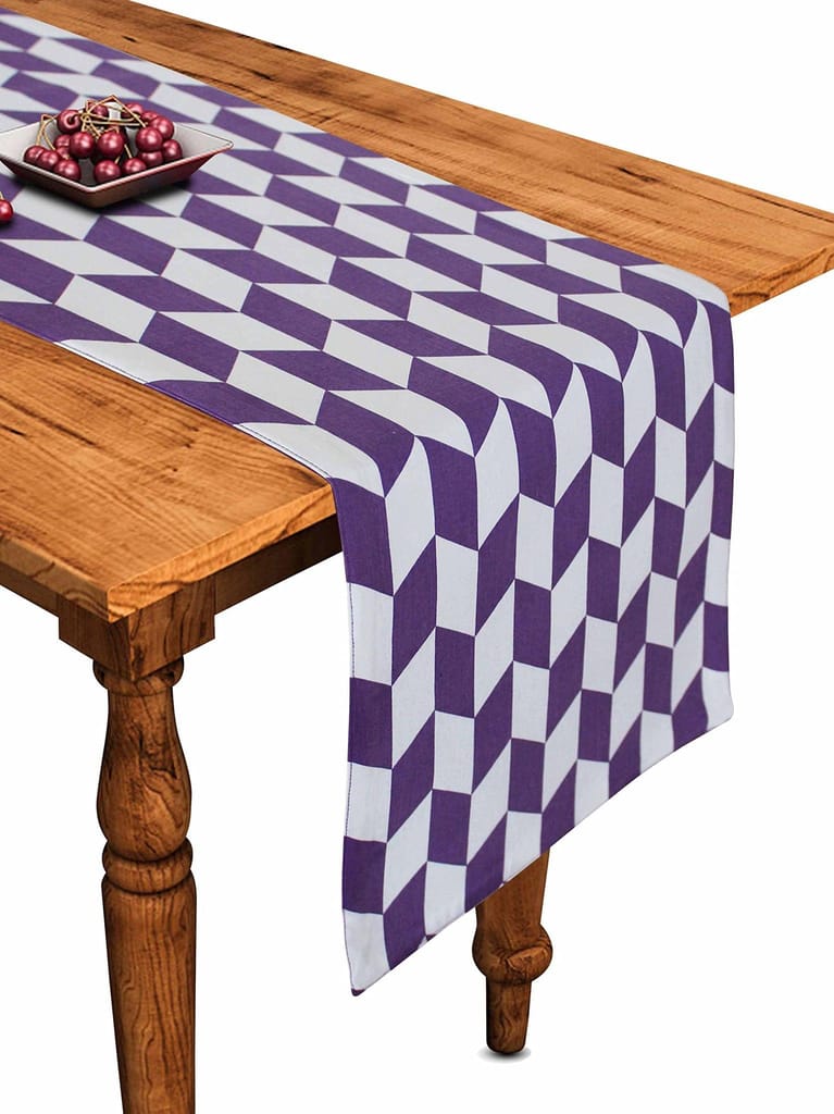 Airwill Cotton Classic Diamond Purple Designed Geometric Pattern Table Runner Length 152cm (Violet, Pack of 1) - Towels | Buy online on ZillyBuy