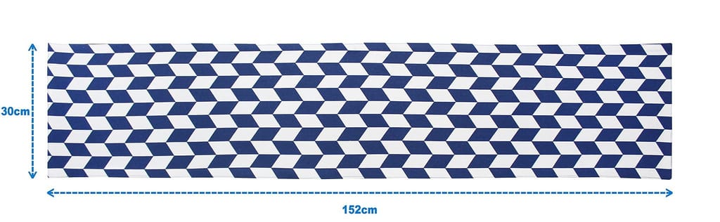 Airwill Cotton Classic Diamond Royal Blue Desinged Geometric Pattern Table Runner Length 152cm (Blue, Pack of 1)