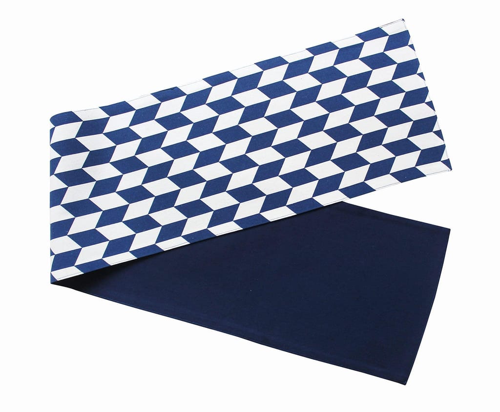 Airwill Cotton Classic Diamond Royal Blue Desinged Geometric Pattern Table Runner Length 152cm (Blue, Pack of 1)