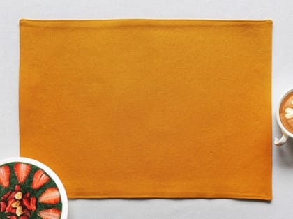 Airwill, Cotton Plain Pattern Dining Table Placemats, 33x48cms (Yellow) - Pack of 4 pcs