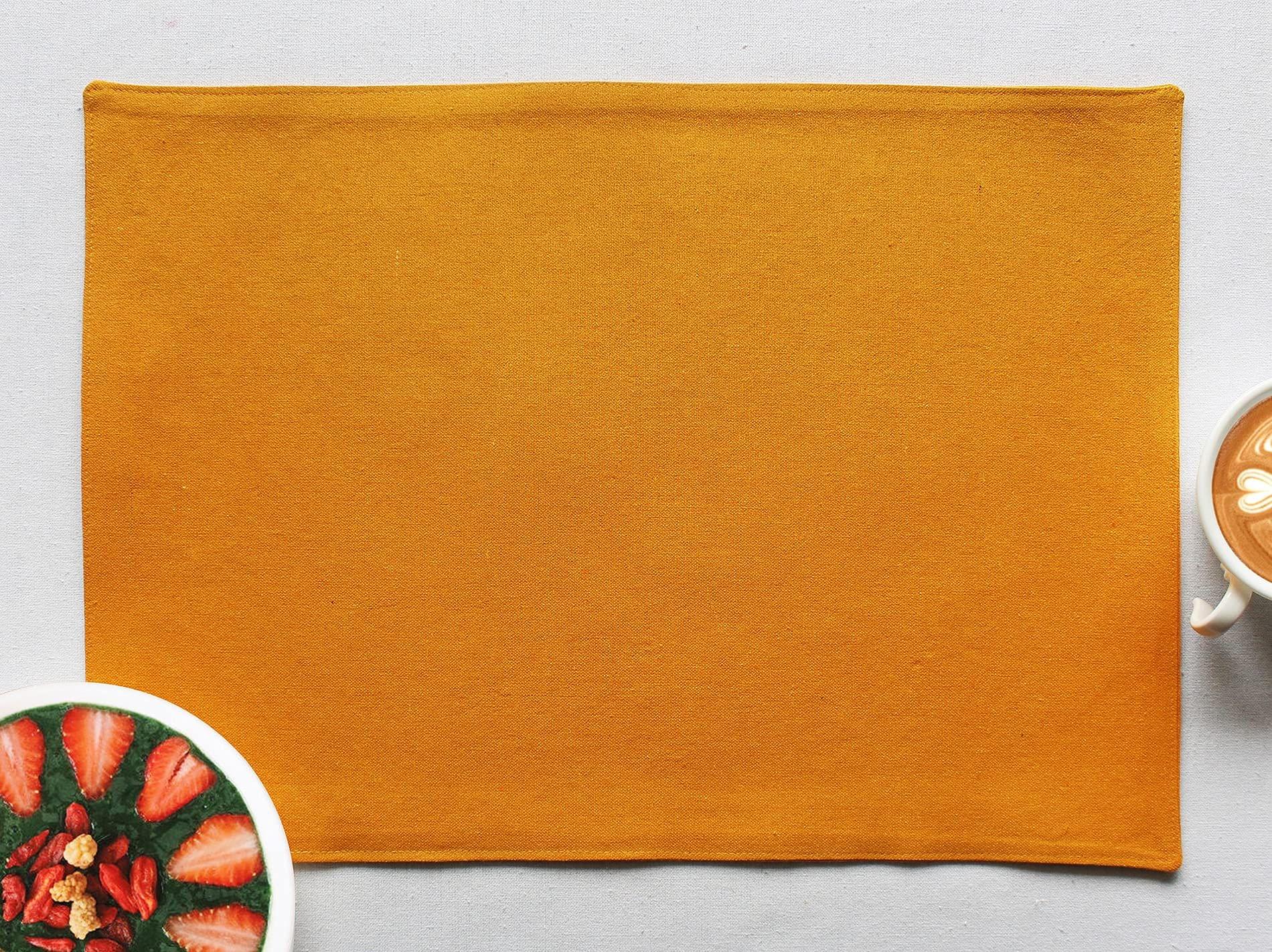 Airwill, Cotton Plain Pattern Dining Table Placemats, 33x48cms (Yellow) - Pack of 4 pcs