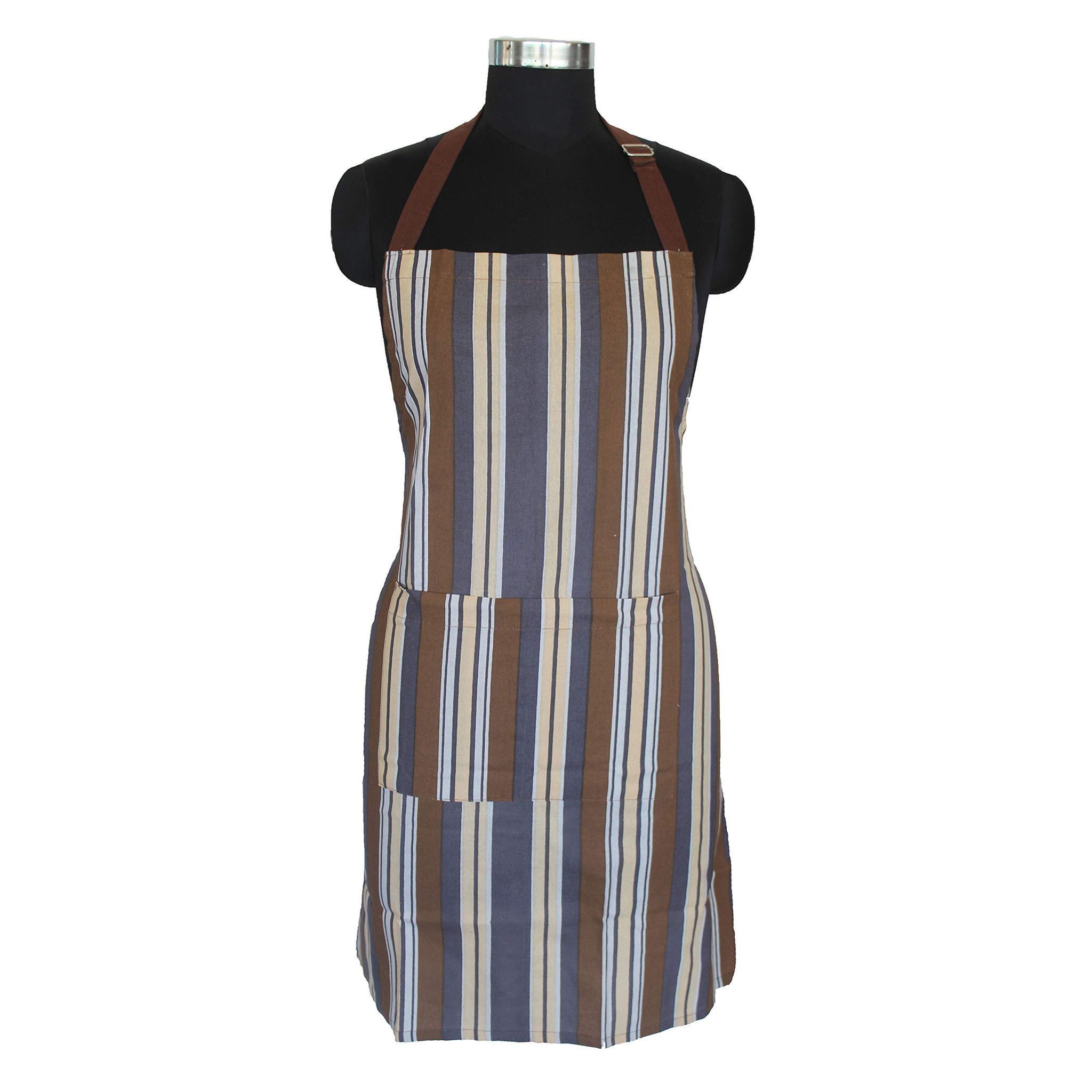 Airwill, 100% Cotton Designer Self Designed Bib Apron, Sized 65cm in Width and 80cm in Length with 2 Long Straps on Both Sides and Adjustable Buckle on Top. Pack of 1 pc