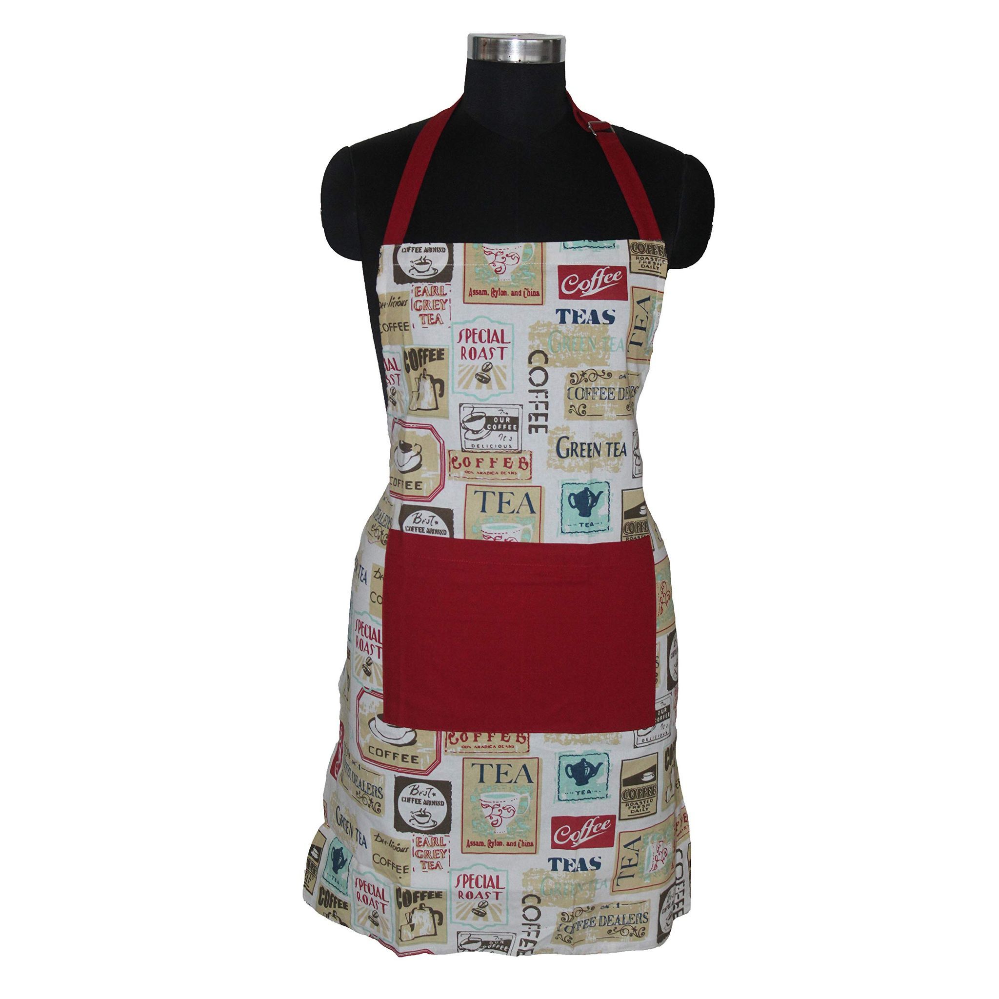 Airwill, 100% Cotton Designer Self Designed Bib Apron, Sized 65cm in Width and 80cm in Length with 2 Long Straps on Both Sides and Adjustable Buckle on Top. Pack of 1 pc