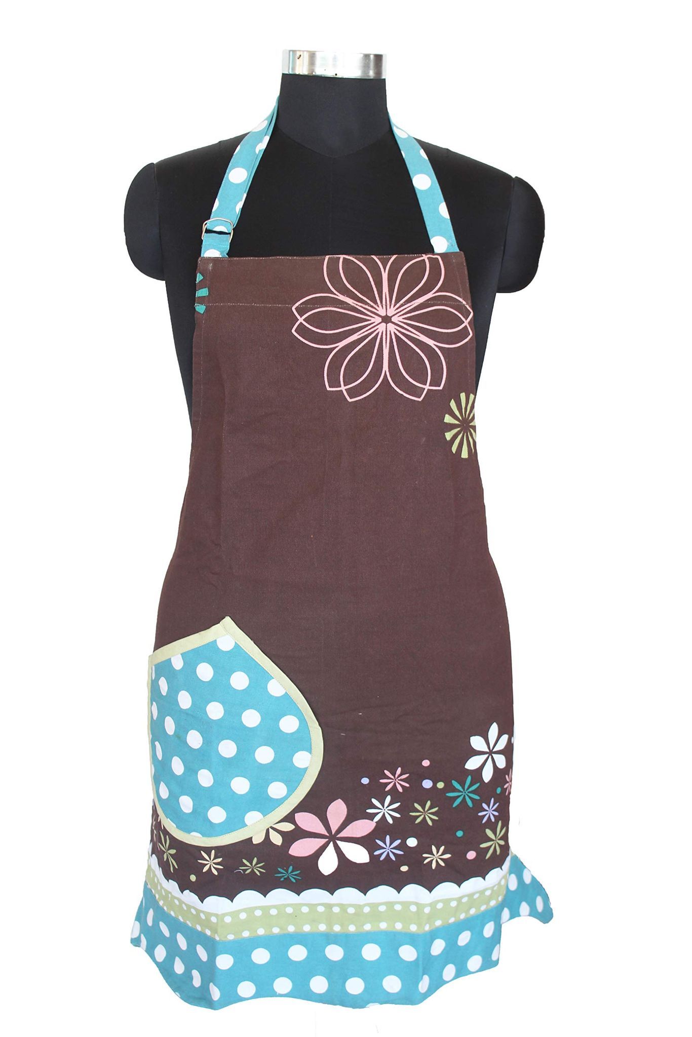 AIRWILL, 100% Cotton Designer Self Designed Bib Apron, Sized 65cm in Width and 80cm in Length with 2 Long Straps on Both Sides and Adjustable Buckle on Top. Pack of 1 pc