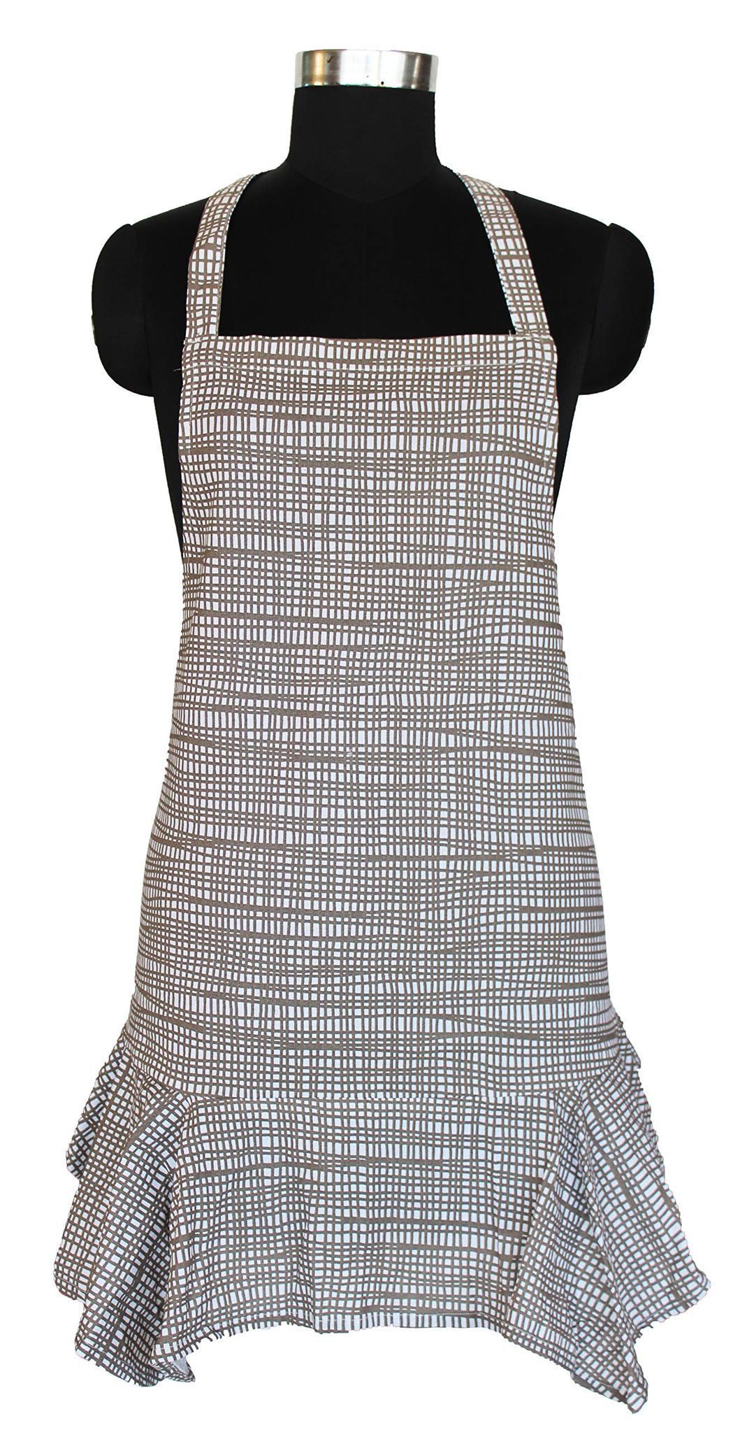 AIRWILL, 100% Cotton Designer Aprons, Sized 65cm in Width and 80cm in Length with 1 Center Pocket, Adjustable Buckle on top and 2 Long Ties on Both 2 Sides. Pack of 1 Piece.