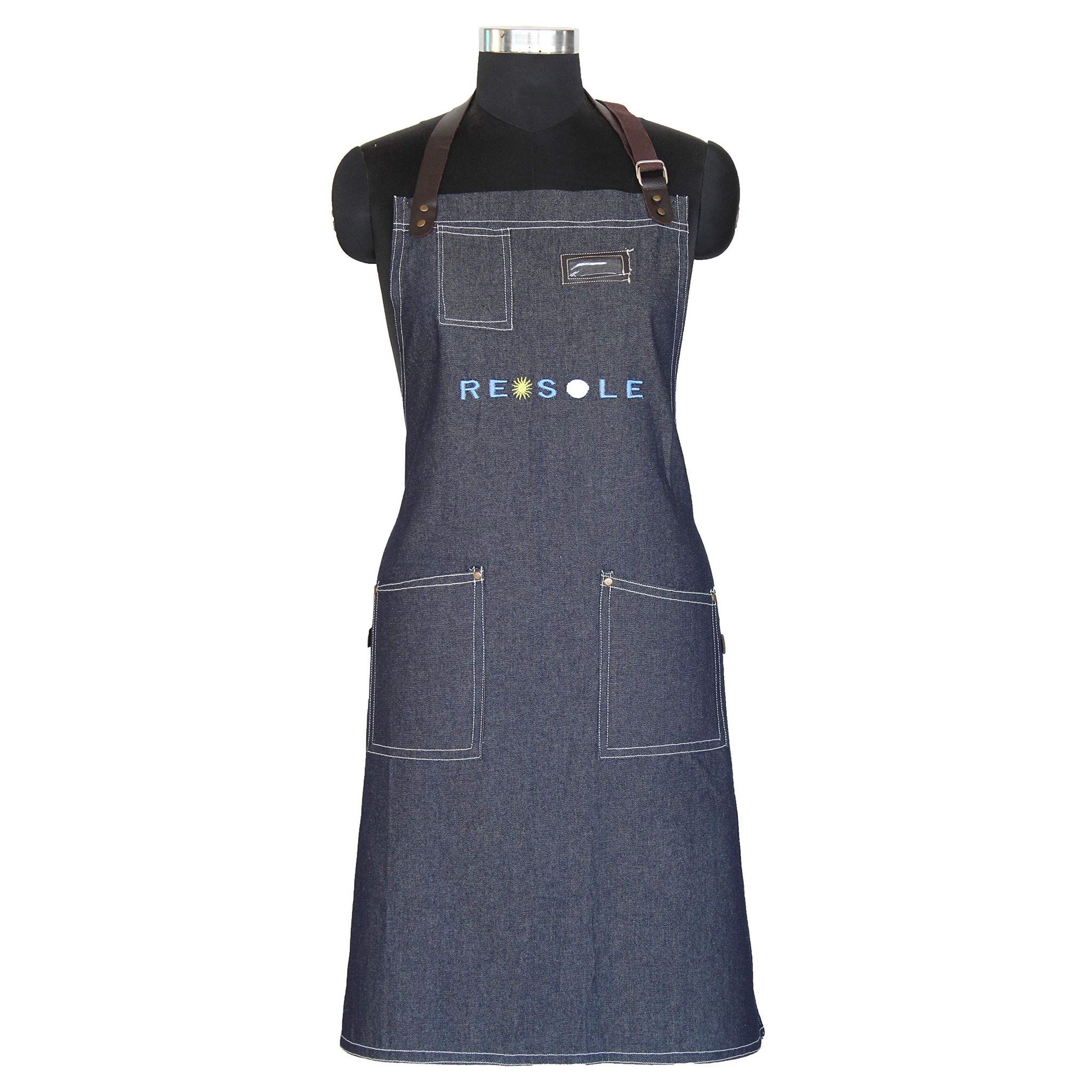 AIRWILL, 100% cotton designer aprons, sized 65cm in width and 80cm in length with 1 center pocket, adjustable buckle on top and 2 long ties on both 2 sides. Pack of 1 piece.