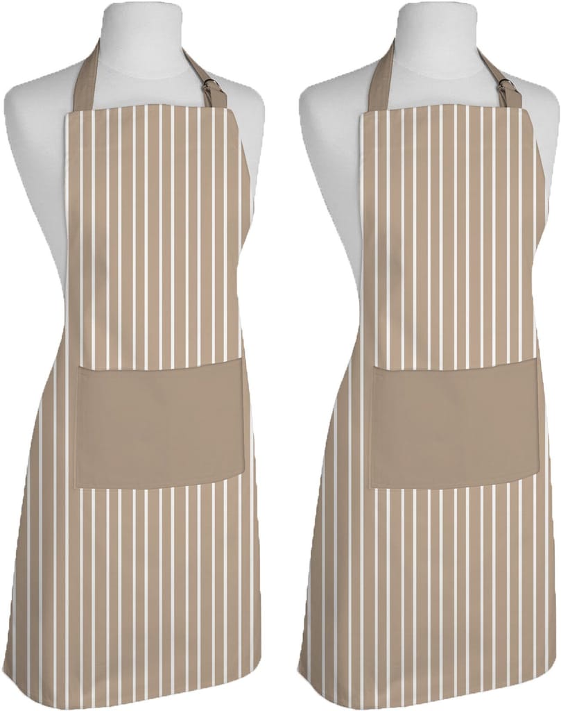 AIRWILL, 100% Cotton Designer Striped Weave Aprons, Sized 65cm in Width & 80cm in Length with 1 Center Pocket, Adjustable Buckle on Top and 2 Long Ties on Both 2 Sides. Pack of 2 pieces - Towels | Buy online on ZillyBuy