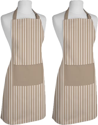 AIRWILL, 100% Cotton Designer Striped Weave Aprons, Sized 65cm in Width & 80cm in Length with 1 Center Pocket, Adjustable Buckle on Top and 2 Long Ties on Both 2 Sides. Pack of 2 pieces AIRWILL, 100% Cotton Designer Striped Weave Aprons, Sized 65cm in Width & 80cm in Length with 1 Center Pocket, Adjustable Buckle on Top and 2 Long Ties on Both 2 Sides. Pack of 2 pieces