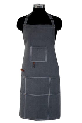 AIRWILL, 100% Cotton Designer Aprons, Sized 65cm in Width and 80cm in Length with 1 Center Pocket, Adjustable Buckle on top and 2 Long Ties on Both 2 Sides. Pack of 1 Piece.