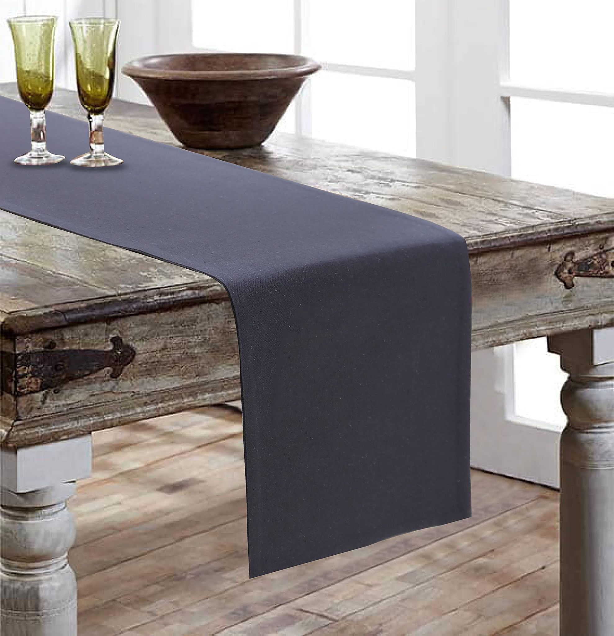 Airwill, Cotton Plain Pattern Table Runner 30x152cm (Grey) - Pack of 1