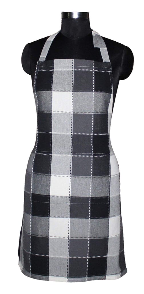 AIRWILL, 100% Cotton Yarn-Dyed Jacquard Dobby Designer Checks Aprons, Sized 65cm in Width & 80cm in Length with 1 Center Pocket, Adjustable Buckle on Top. Pack of 2 piece. - Dupattas & Shawls | Buy online on ZillyBuy