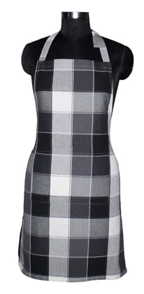 AIRWILL, 100% Cotton Yarn-Dyed Jacquard Dobby Designer Checks Aprons, Sized 65cm in Width & 80cm in Length with 1 Center Pocket, Adjustable Buckle on Top. Pack of 2 piece.
