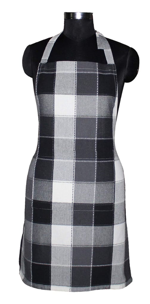 AIRWILL, 100% Cotton Yarn-Dyed Jacquard Dobby Designer Checks Aprons, Sized 65cm in Width & 80cm in Length with 1 Center Pocket, Adjustable Buckle on Top. Pack of 5 piece. - Towels | Buy online on ZillyBuy
