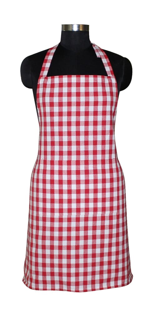 AIRWILL, 100% Cotton Yarn-dyed Designer Checked Weave Aprons, Sized 65cm in Width & 80cm in Length with 1 Center Pocket, Adjustable Buckle on Top and 2 Long Ties On Both 2 Sides. Pack of 10 piece. - Towels | Buy online on ZillyBuy