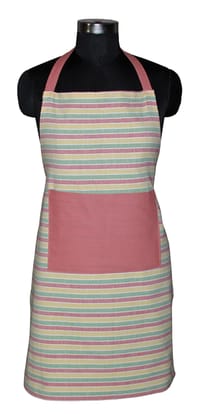 AIRWILL, 100% Cotton Designer Yarn-Dyed Striped Aprons, Sized 65cm in Width & 80cm in Length with 1 Center Pocket, Adjustable Buckle on Top and 2 Long Ties on Both 2 Sides. Pack of 1 piece