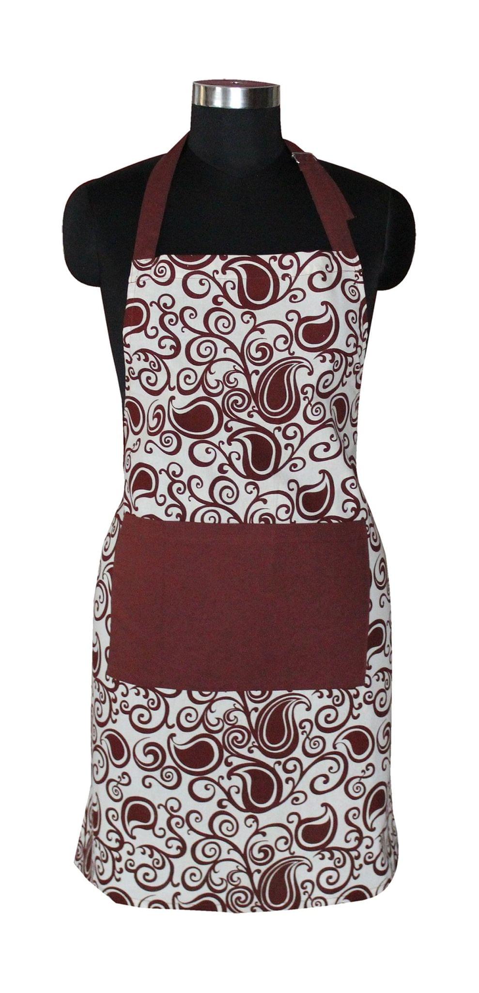 Airwill, 100% Cotton Designer Printed Aprons, Sized 65cm in Width & 80cm in Length with 1 Center Pocket, Adjustable Buckle on Top and 2 Long Ties on Both 2 Sides. Pack of 1 Piece