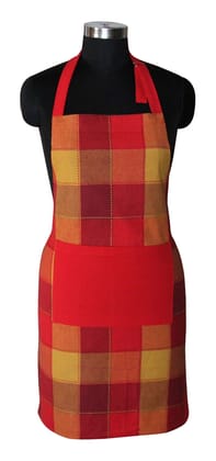 AIRWILL, 100% Cotton Yarn-dyed Designer Weaved Aprons, Sized 65cm in Width & 80cm in Length with 1 Center Pocket, Adjustable Buckle on Top and 2 Long Ties On Both 2 Sides. Pack of 5 piece