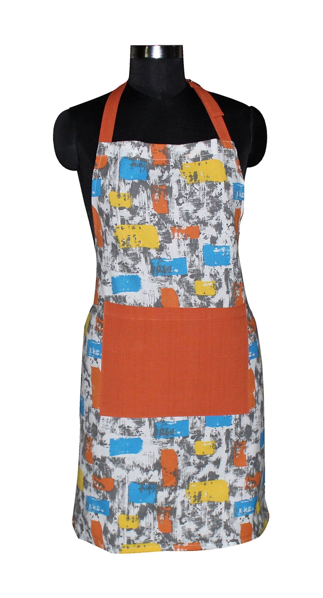 AIRWILL, 100% Cotton Designer Printed Aprons, Sized 65cm in Width & 80cm in Length with 1 Center Pocket, Adjustable Buckle on Top and 2 Long Ties on Both 2 Sides. Pack of 1 piece