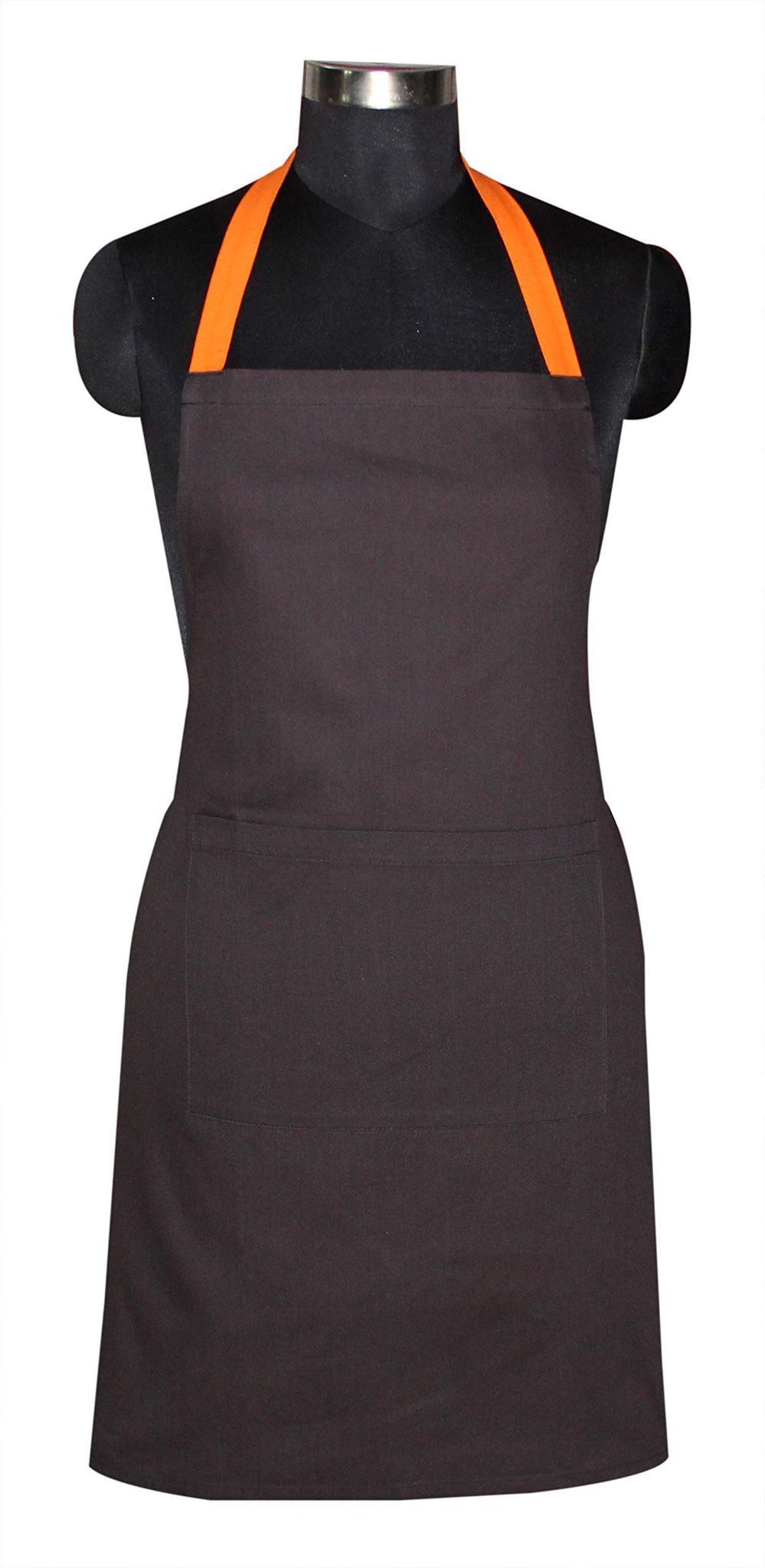 AIRWILL, 100% Cotton Designer Solid Aprons, Sized 65cm in Width & 80cm in Length with 1 Center Pocket, Adjustable Buckle on Top and 2 Long Ties on Both 2 Sides. Pack of 5 piece