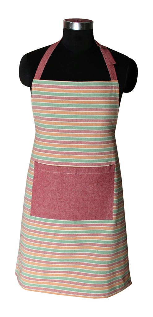 Airwill, 100% Cotton Designer Weaved Yarn-dyed Aprons, Sized 65cm in Width & 80cm in Length with 1 Center Pocket, Adjustable Buckle on Top and 2 Long Ties on Both 2 Sides. Pack of 1 piece - Towels | Buy online on ZillyBuy