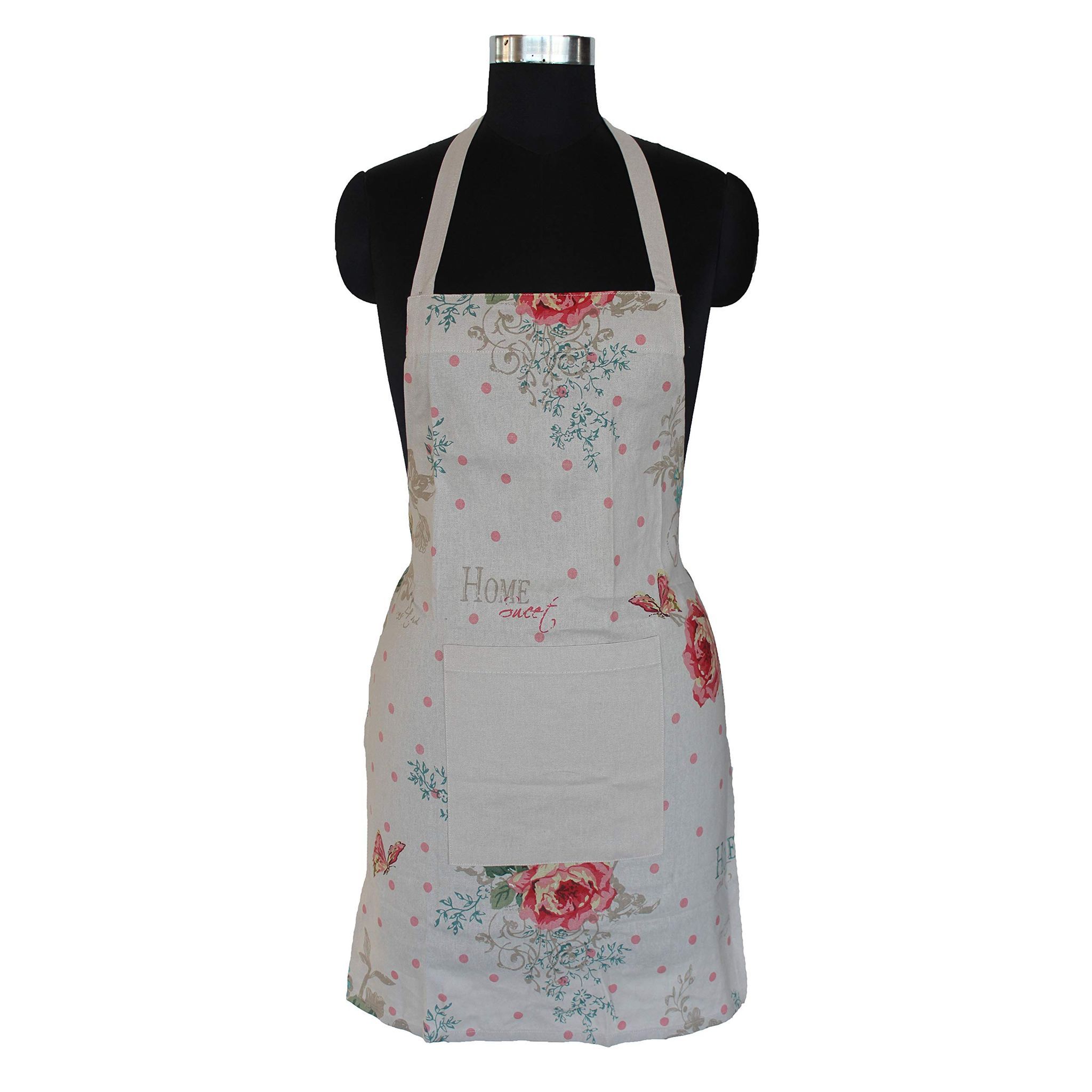 AIRWILL, 100% Cotton Designer Self Designed Bib Apron, Sized 65cm in Width and 80cm in Length with 2 Long Straps on Both Sides and Adjustable Buckle on Top. Pack of 1 pc