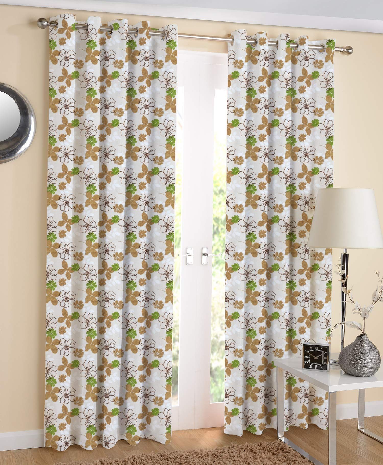 AIRWILL, 100% Cotton Curtains Self Designed with The Size of 4ft in Width and 7ft Length, Eyeleted Door Curtains. Pack of 2 Pieces.