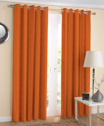 AIRWILL Cotton Curtains Self Design with Eyeleted Door Curtains (Multicolour, 4 Feet in Width and 7 ft Length) - Pack of 2 Pieces