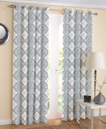 AIRWILL Cotton 4ft W x 7ft L Eyeleted Door Curtains (Multicolour) - Pack of 2 Pieces