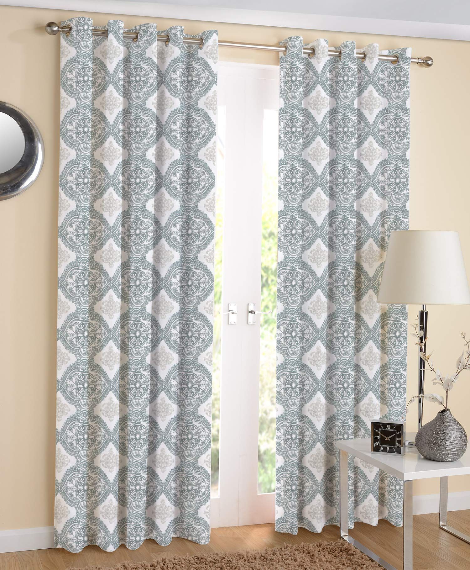 AIRWILL Cotton 4ft W x 7ft L Eyeleted Door Curtains (Multicolour) - Pack of 2 Pieces