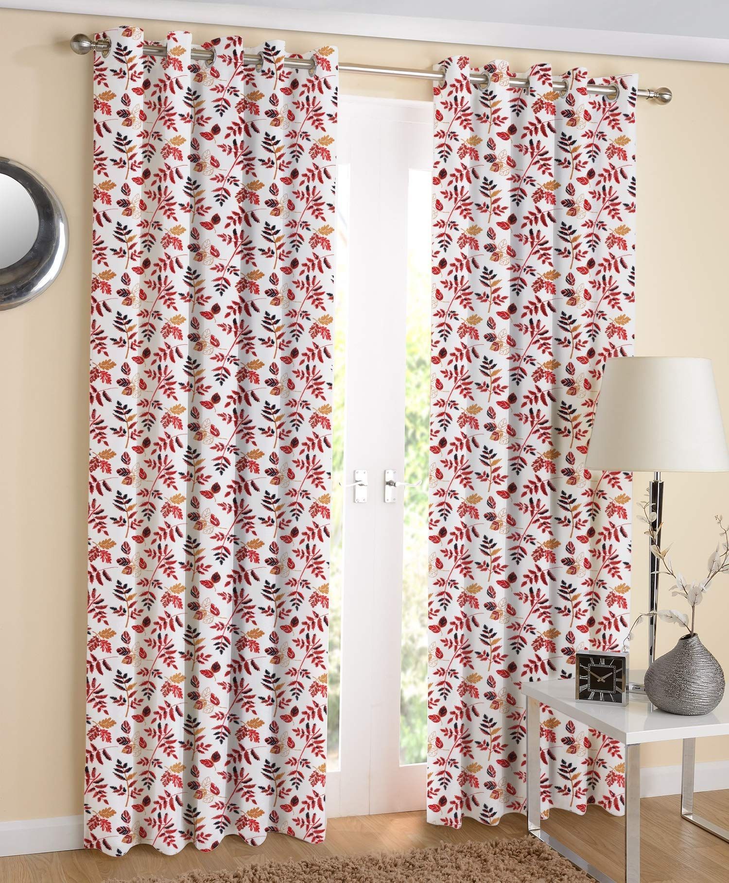 AIRWILL, 100% Cotton Curtains Self Designed with The Size of 4ft in Width and 7ft Length, Eyeleted Door Curtains. Pack of 2 Pieces.