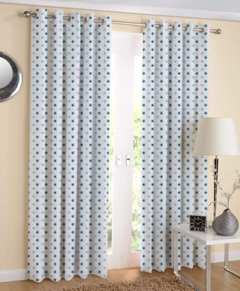 AIRWILL Cotton 4ft W x 7ft L Eyeleted Door Curtains (Multicolour) - Pack of 2 Pieces