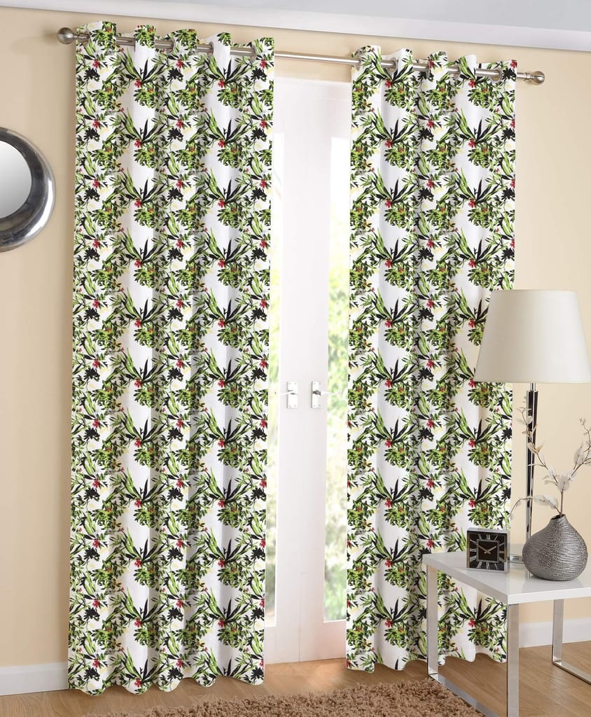 AIRWILL Cotton Self 4 x 7 ft Eyeleted Door Curtains, Multicolour - Pack of 2 Pieces