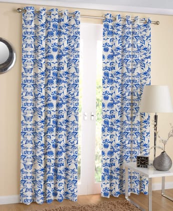 AIRWILL Cotton 7x4 ft Eyeleted Door Curtains (Multicolour) - Pack of 2 Pieces