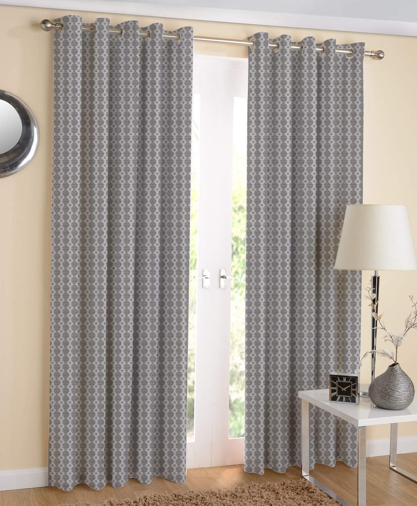 AIRWILL Cotton Eyeleted Door Curtains (4ft W x 7ft L; Multicolour) - Pack of 2 Pieces