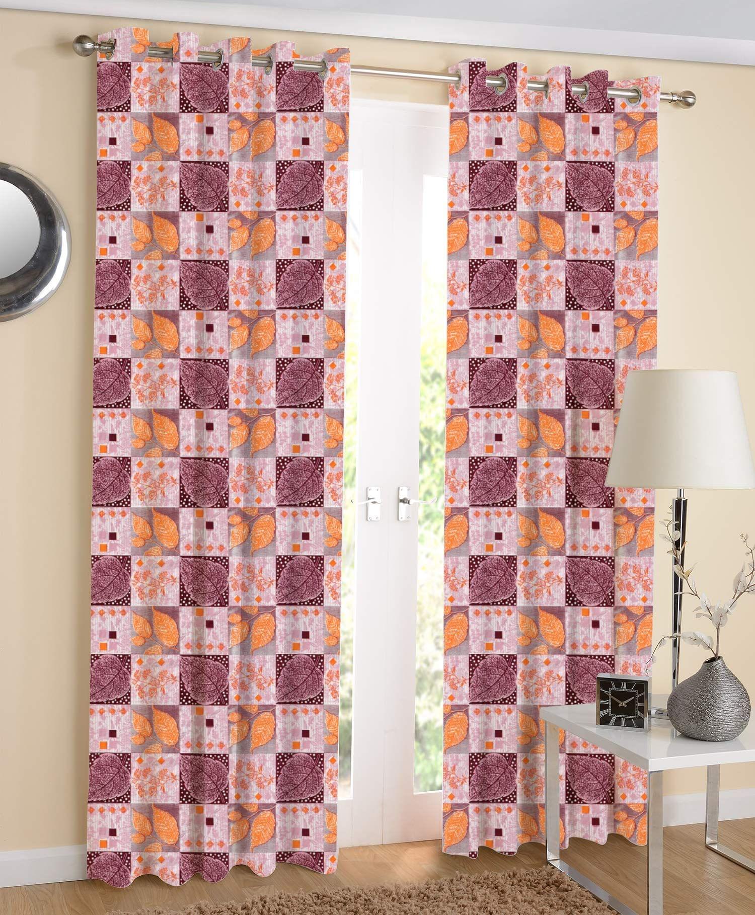 Airwill, 100% Cotton Curtains Self Designed with The Size of 4ft in Width and 7ft Length, Eyeleted Door Curtains. Pack of 2 Pieces.