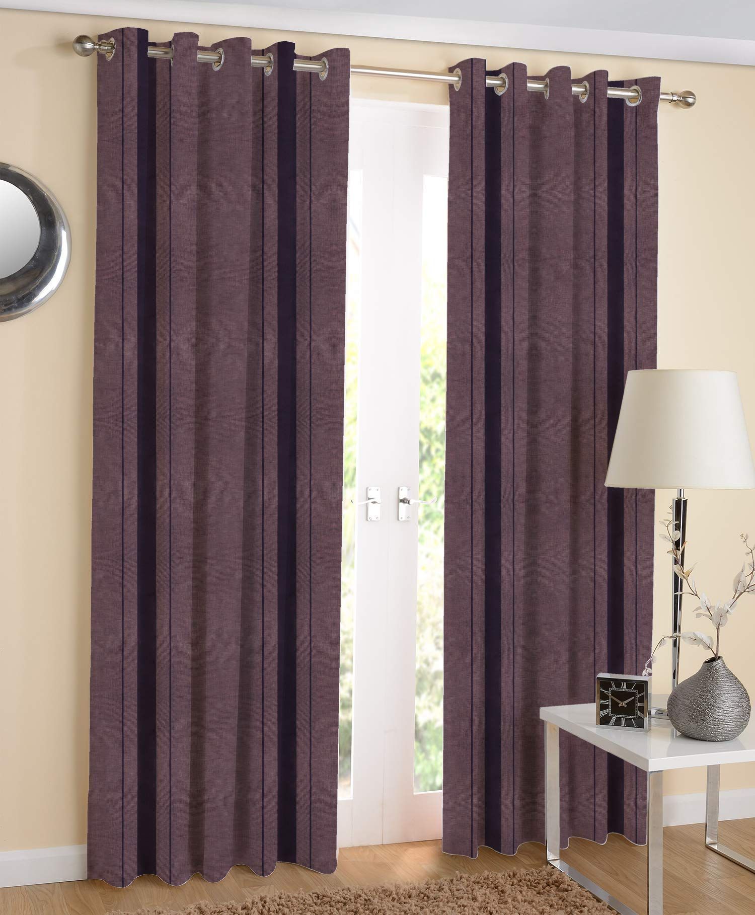 AIRWILL, 100% Cotton Curtains Self Designed with The Size of 3.5ft in Width and 7ft Length, Eyeleted Door Curtains. Pack of 2 Pieces.