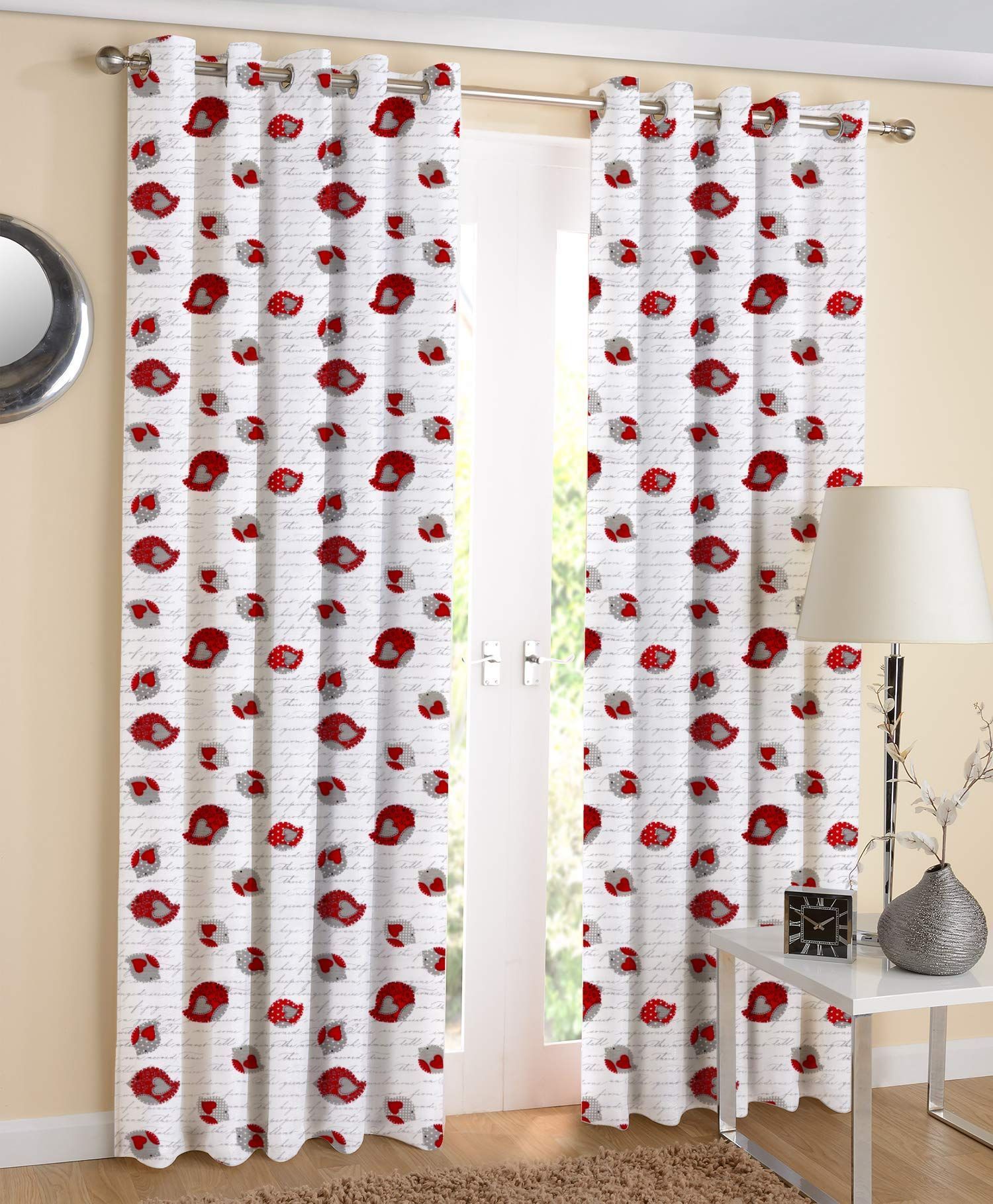 AIRWILL Cotton Self Design Grommet Eyelet Door Curtain, 4x7ft, Multicolour, Pack of 2
