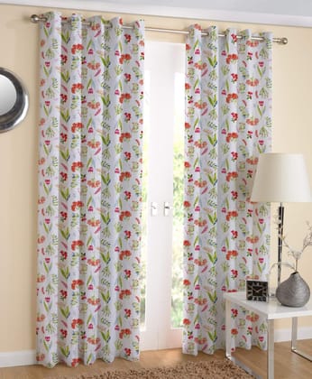 AIRWILL, 100% Cotton Curtains Self Designed with The Size of 4ft in Width and 7ft Length, Eyeleted Door Curtains. Pack of 2 Pieces.