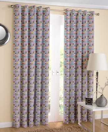 AIRWILL Cotton Cakes Printed 4x7 ft Door Curtains (Multicolour) - Pack of 2 Pieces