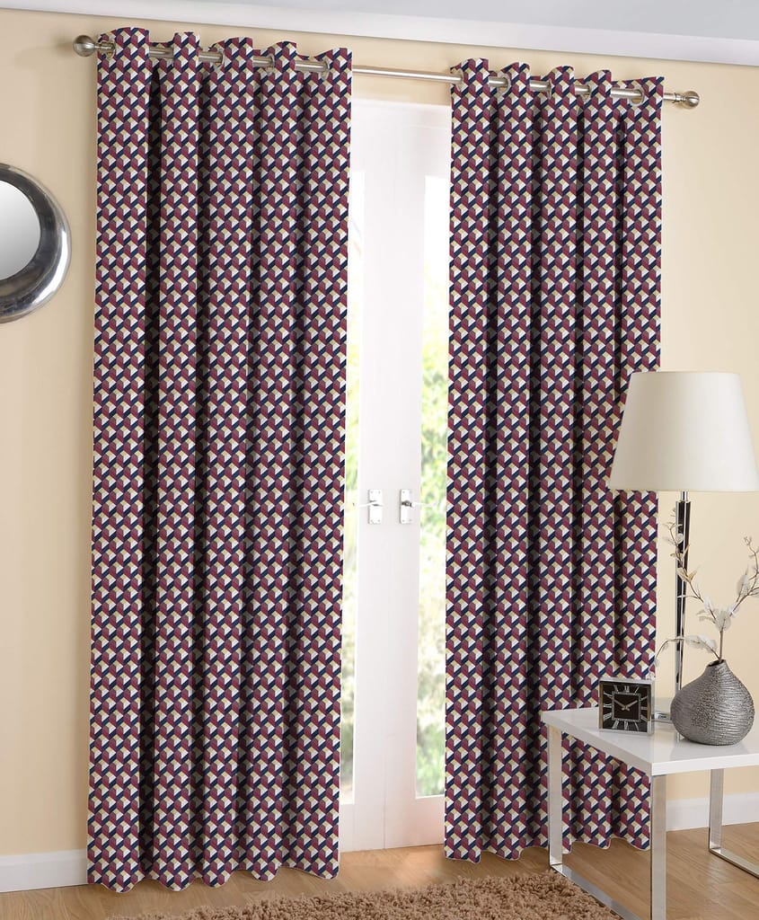 AIRWILL Multicolor Geometric Pattern Cotton Window Curtains 4x5ft Pack of 2 Pieces - Towels | Buy online on ZillyBuy