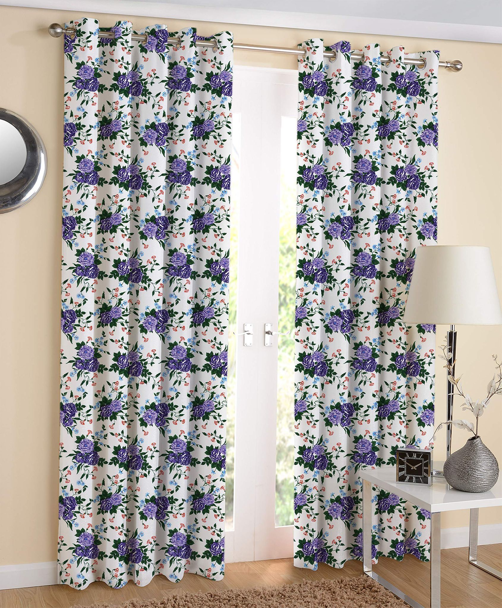 AIRWILL Multicolor Printed Pattern Cotton Door Curtains 4x7ft Pack of 2 Pieces